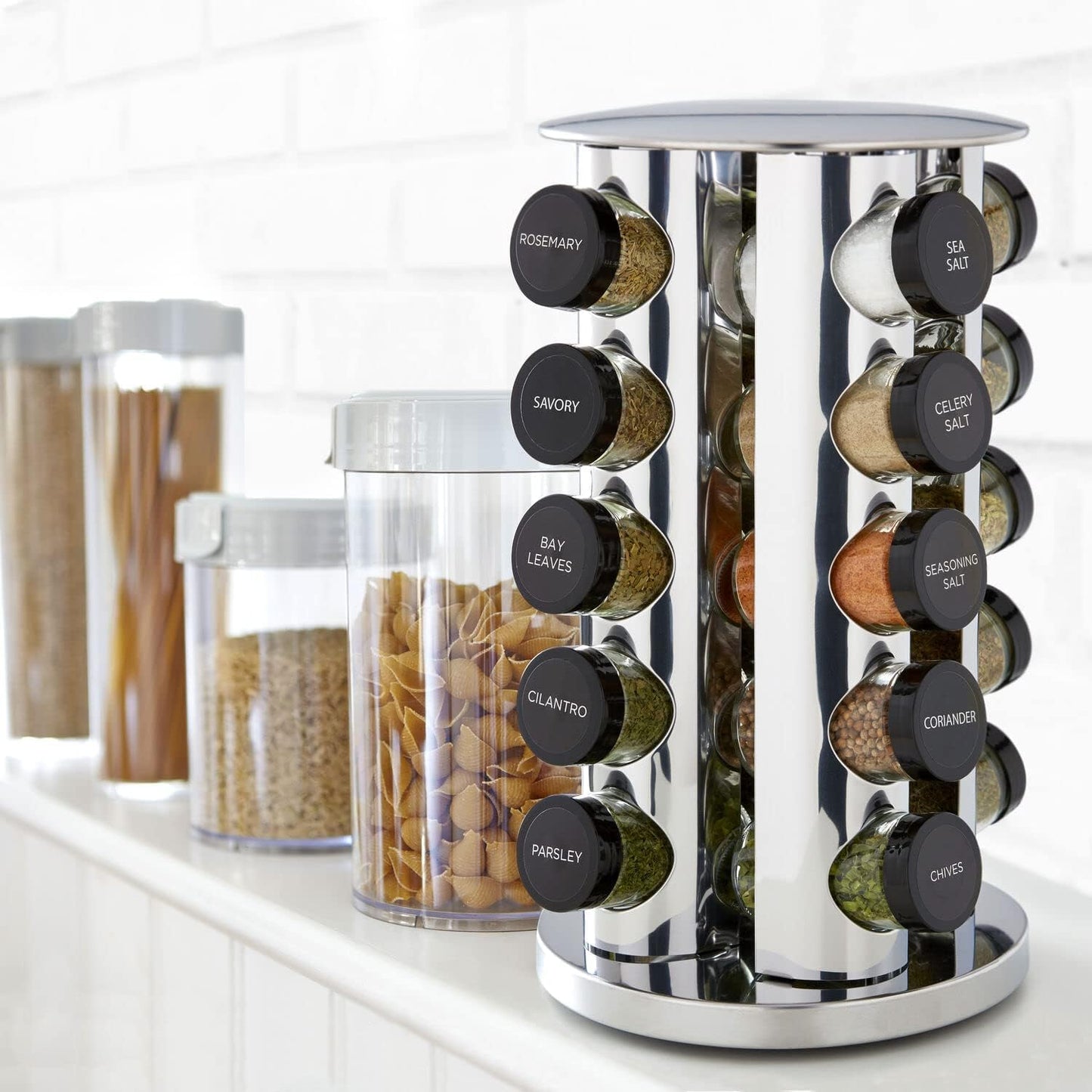 20 Jar Revolving Countertop Spice Rack with Spices Included