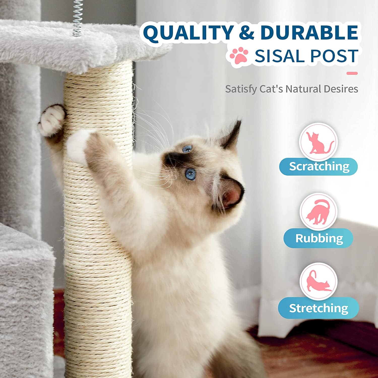  Carpet Cat Tower Grey for Indoors Cats Cute Wood Kitty 