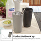 Newport 20 Ounce Unbreakable Plastic Stackable Water Tumblers in Grey Stone Set 