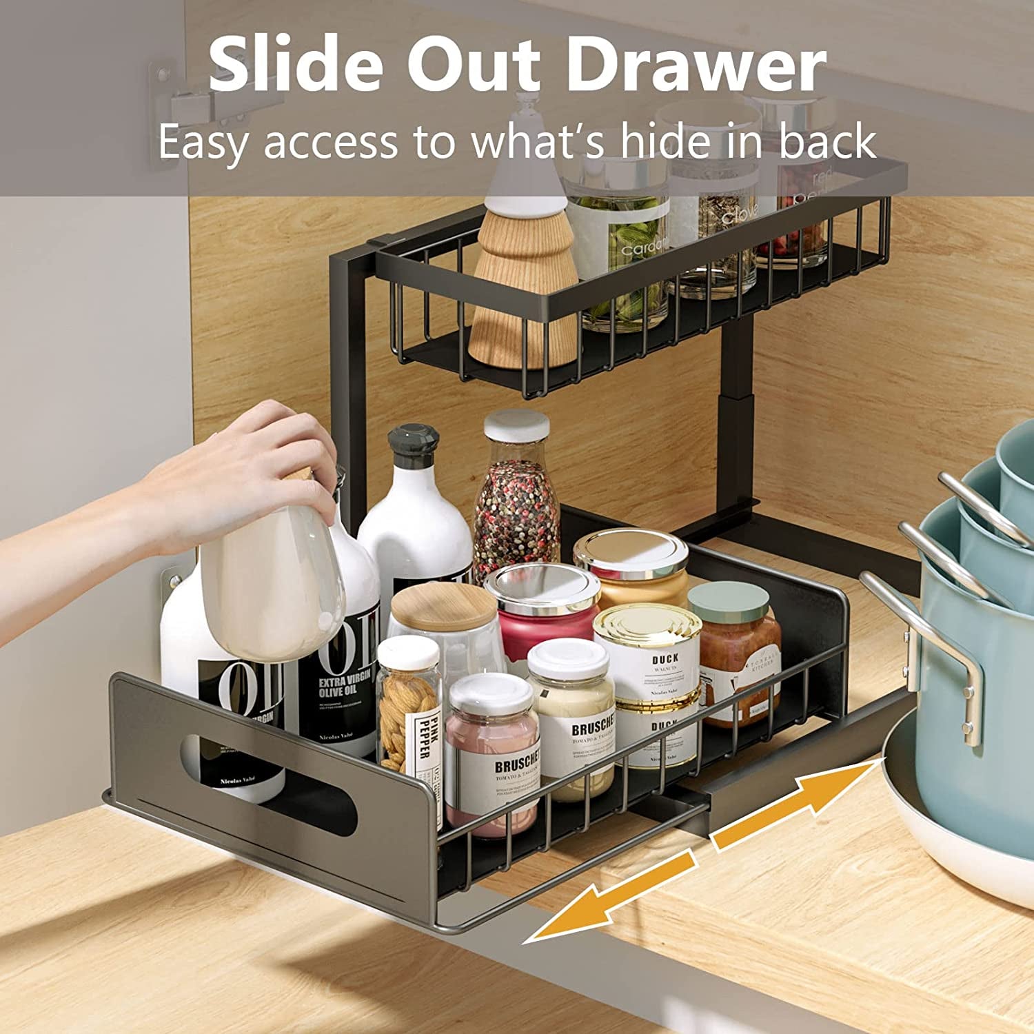 Under Sink Organizers and Storage 2 Tier Slide Out Kitchen Cabinet Organizer Sturdy Metal