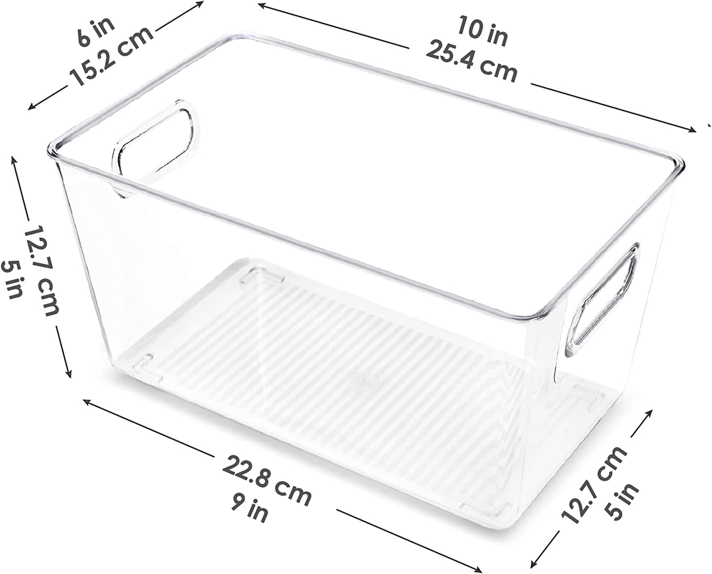 Clear Plastic Storage Bins 6 PCS Pantry Organizer Bins with Handle 