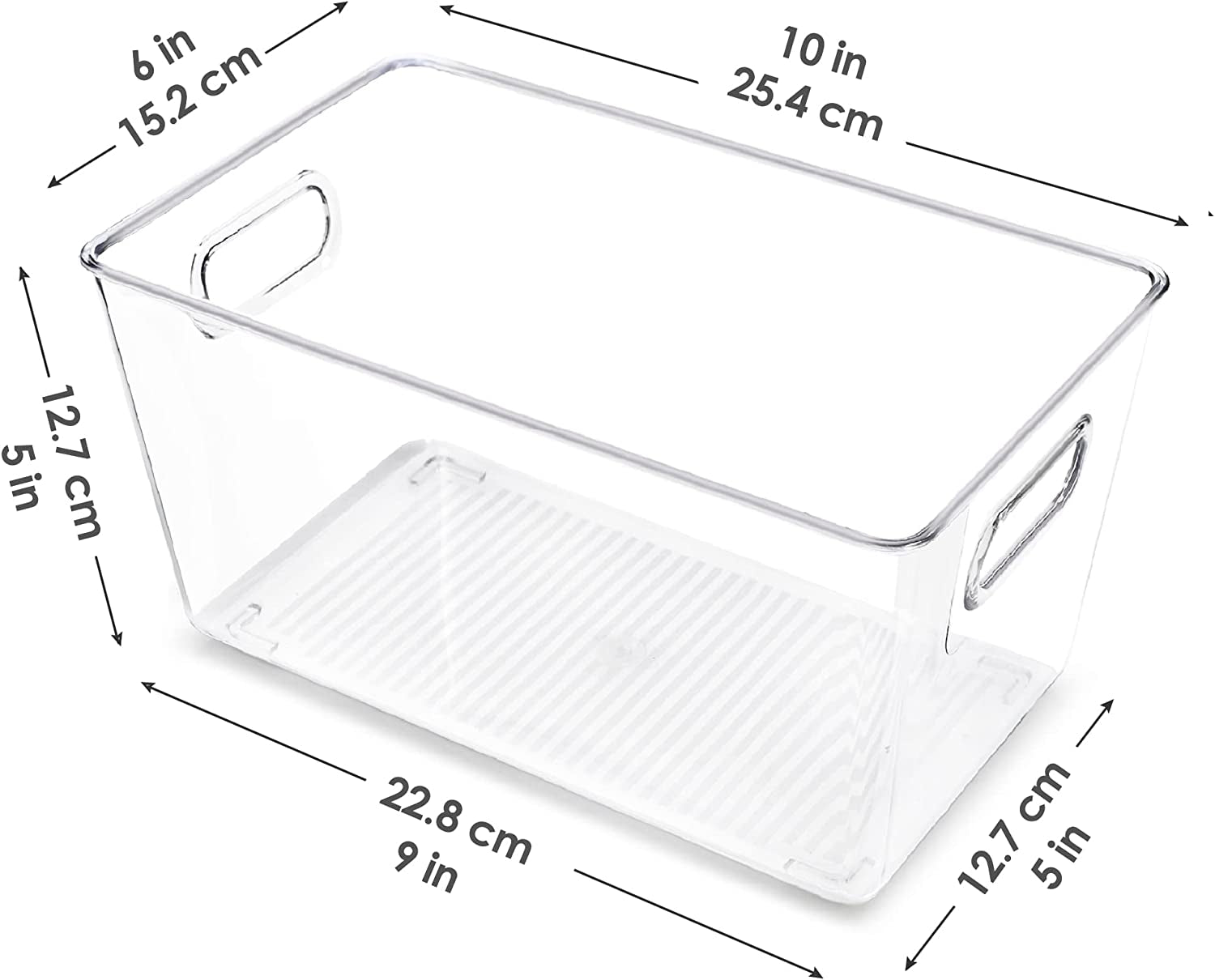 Clear Plastic Storage Bins 6 PCS Pantry Organizer Bins with Handle 