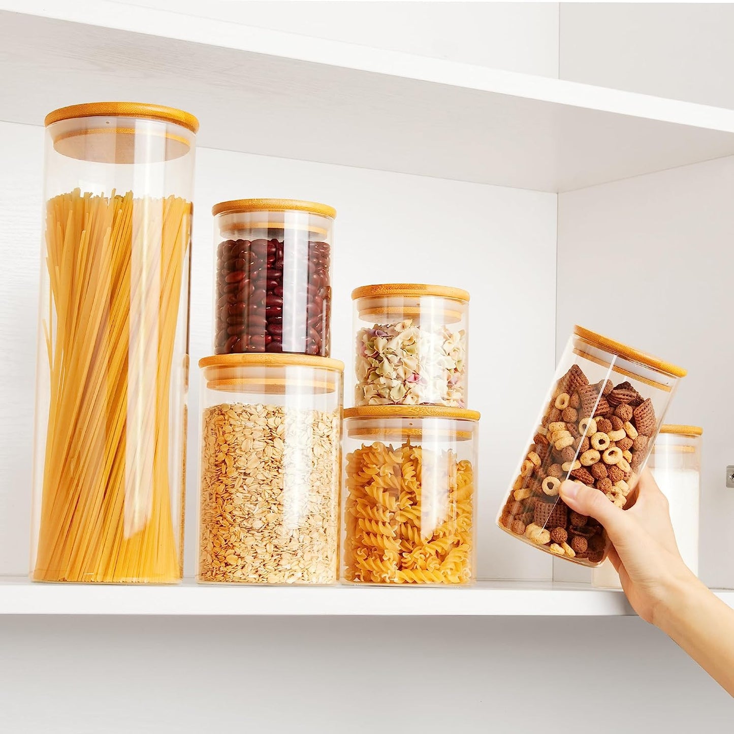  BPA Free Glass Food Storage Jars with Airtight Bamboo 