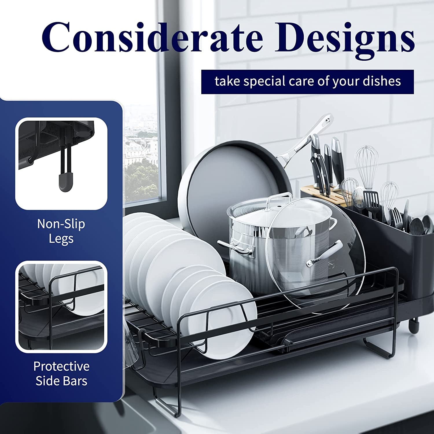 Extendable Dish Rack Multifunctional Dish Rack for Kitchen