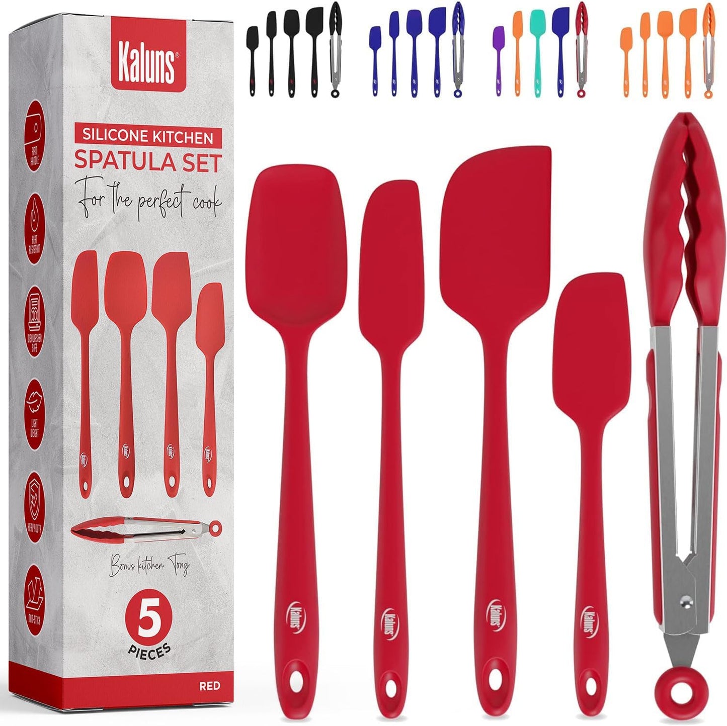 Silicone Spatula Set 4 Rubber Spatulas 600°F Heat Resistant