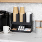 6 Compartment Upright Breakroom Coffee Condiment and Cup Storage Organizer