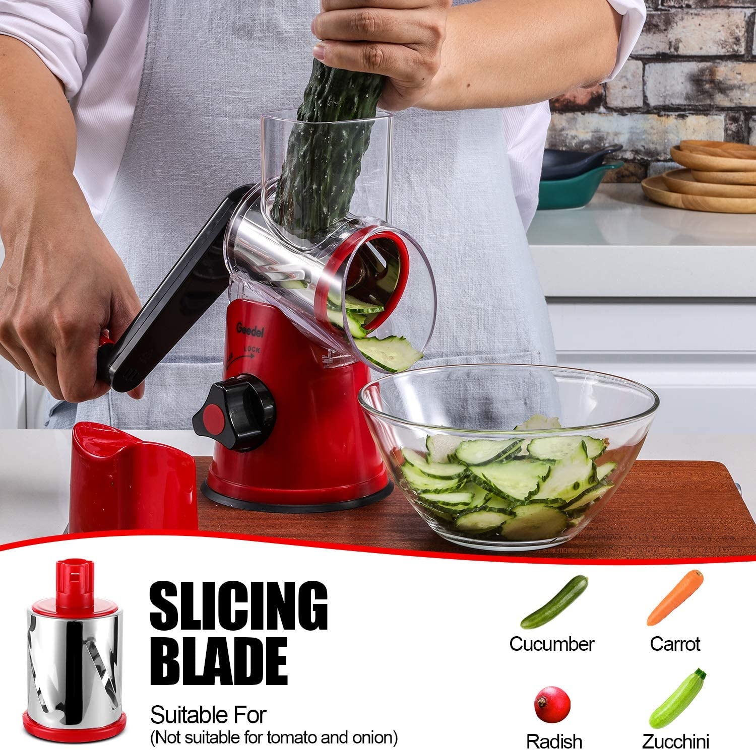 Kitchen Mandoline Vegetable Slicer with 3 Interchangeable Blades