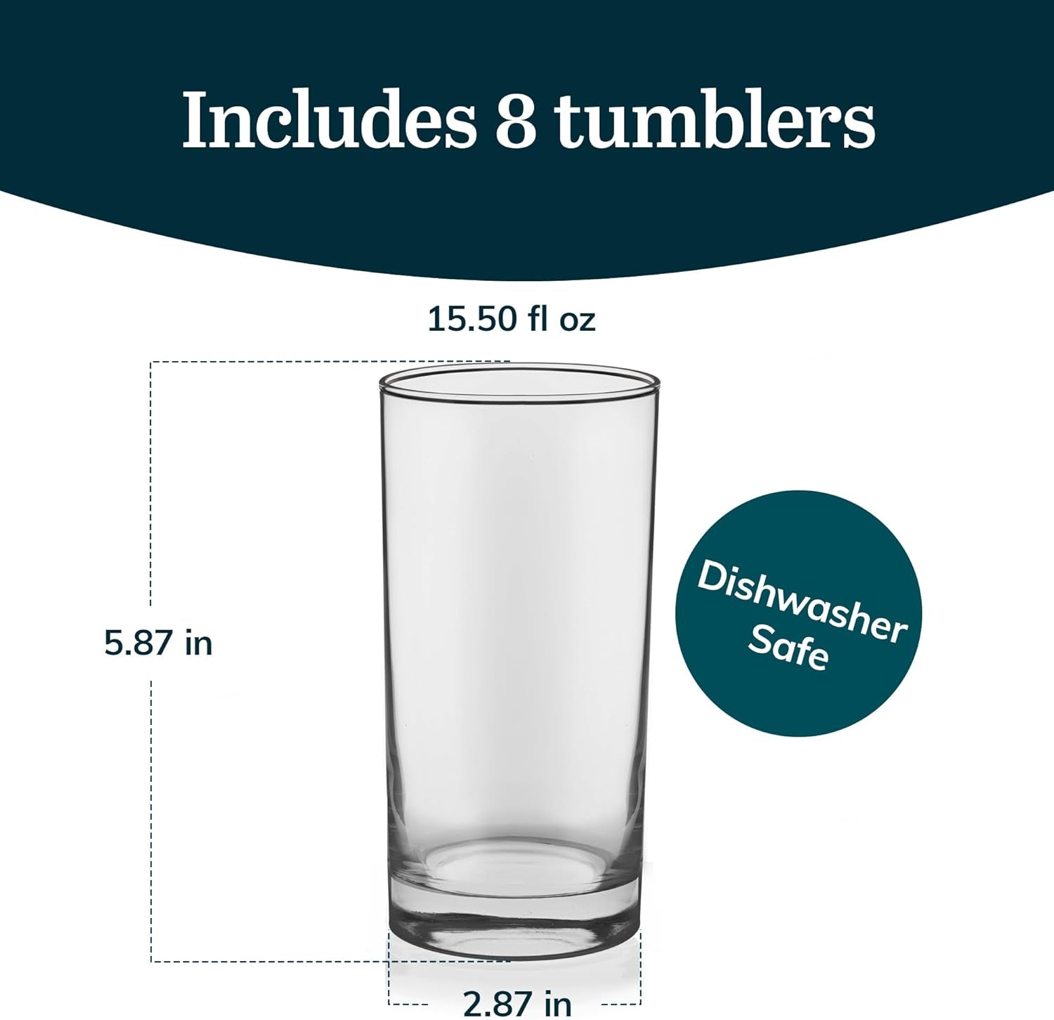  Durable Heavy Base Drinking Glasses Lead Free Tall Water 