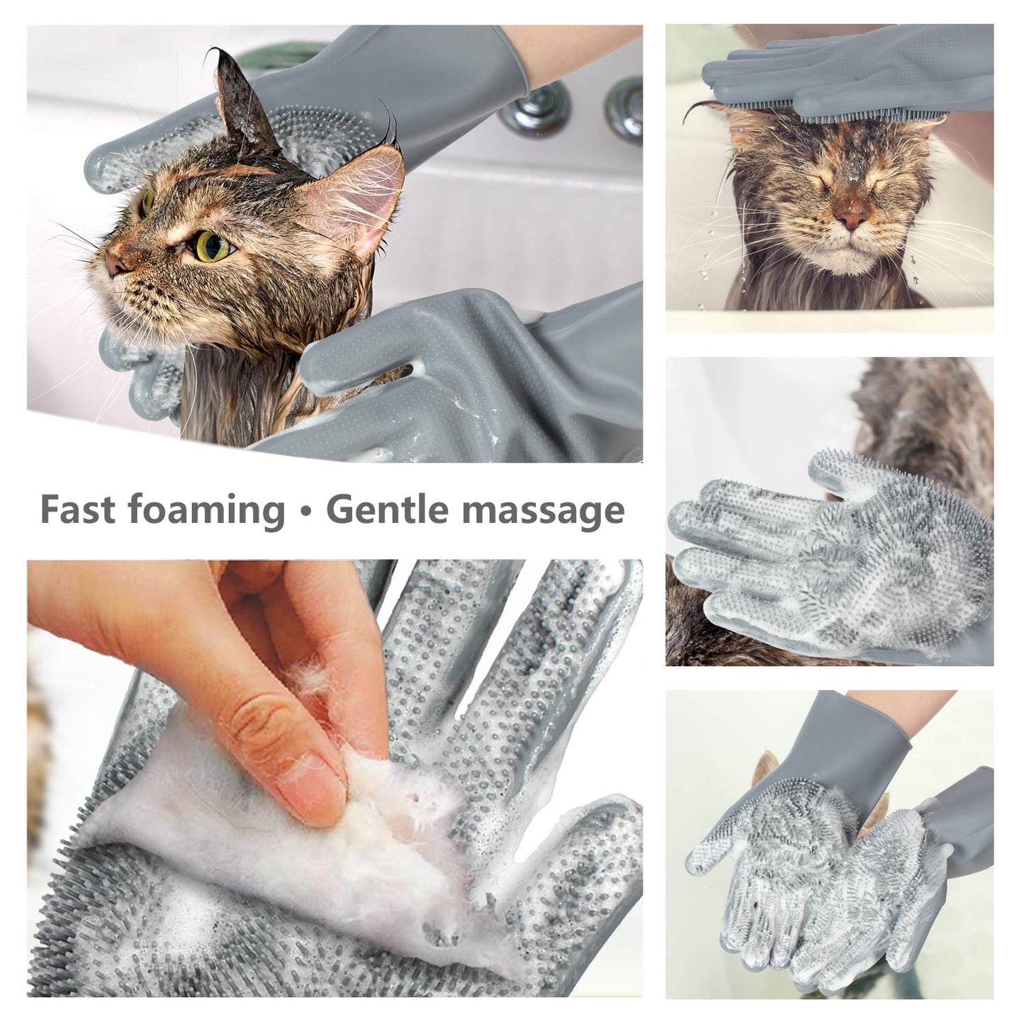  Gentle Dog Bathing Shampoo Brush Massage Mitt with 