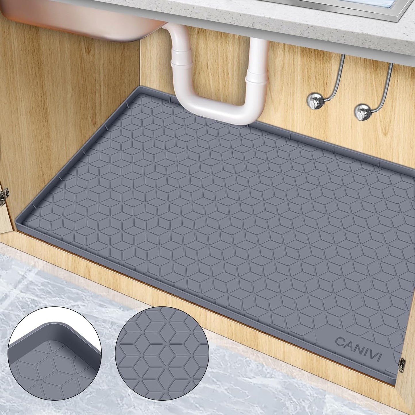  Waterproof Silicone under Sink Tray for Kitchen 