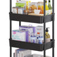 4 Tier Rolling Utility Cart with Drawer Multifunctional Storage Organizer with Plastic Shelf