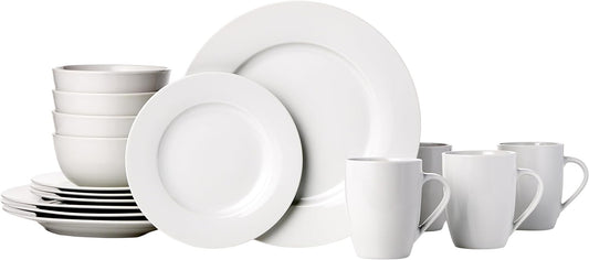 16 Piece Porcelain Kitchen Dinnerware Set with Plates Bowls and Mugs Service