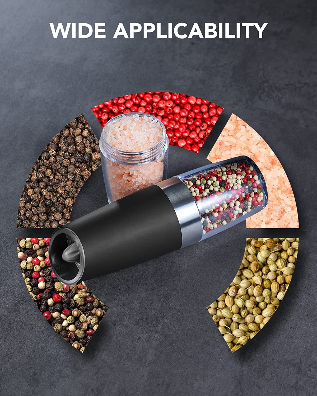  Electric Salt and Pepper Grinder Set Automatic