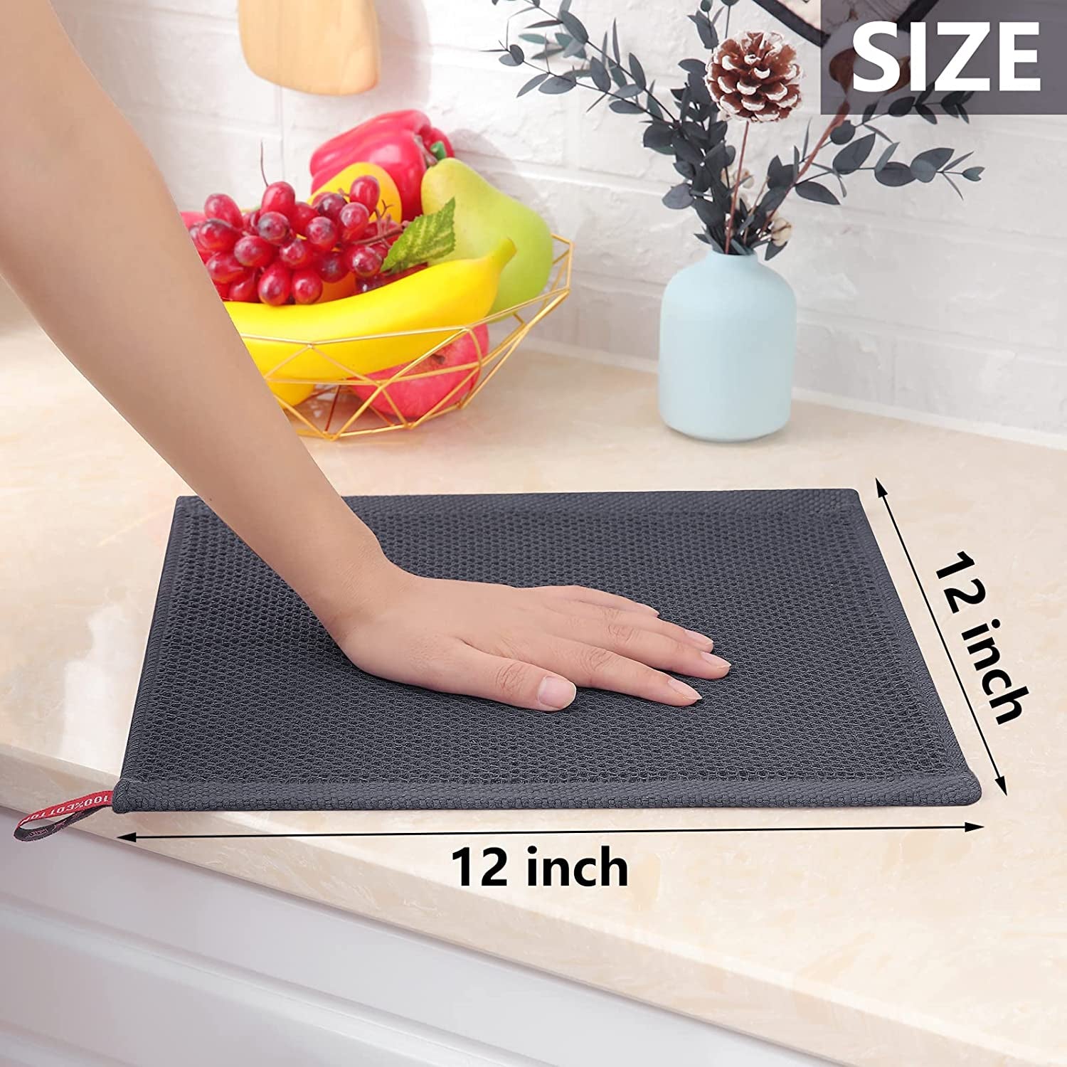 100% Cotton Waffle Weave Kitchen Dish Cloths Ultra Soft Absorbent