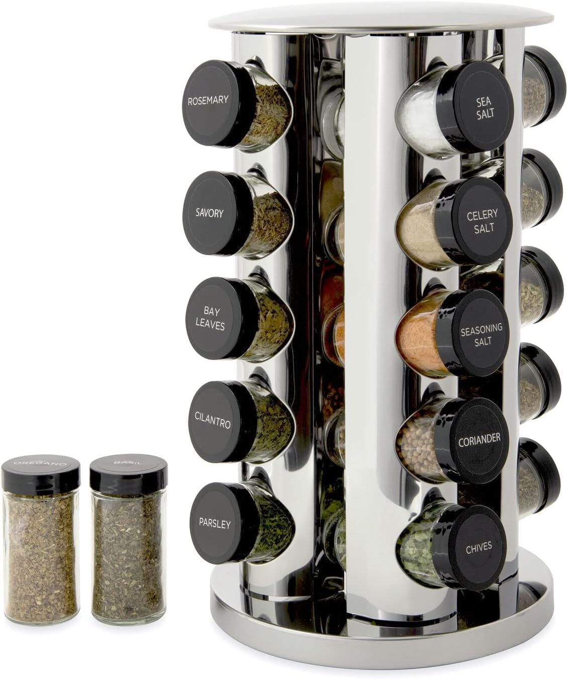 20 Jar Revolving Countertop Spice Rack with Spices Included