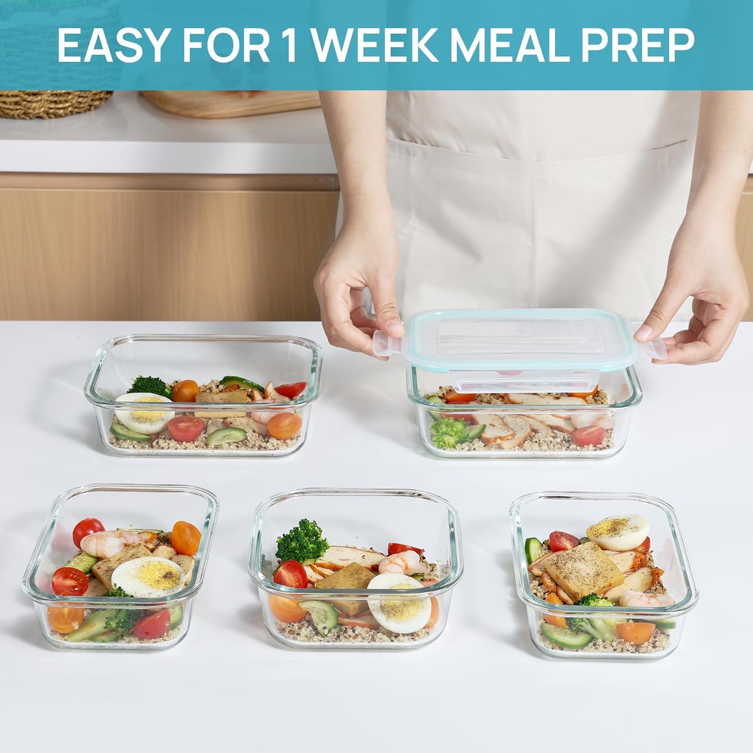 Meal Prep Containers Airtight Glass Bento Boxes with 