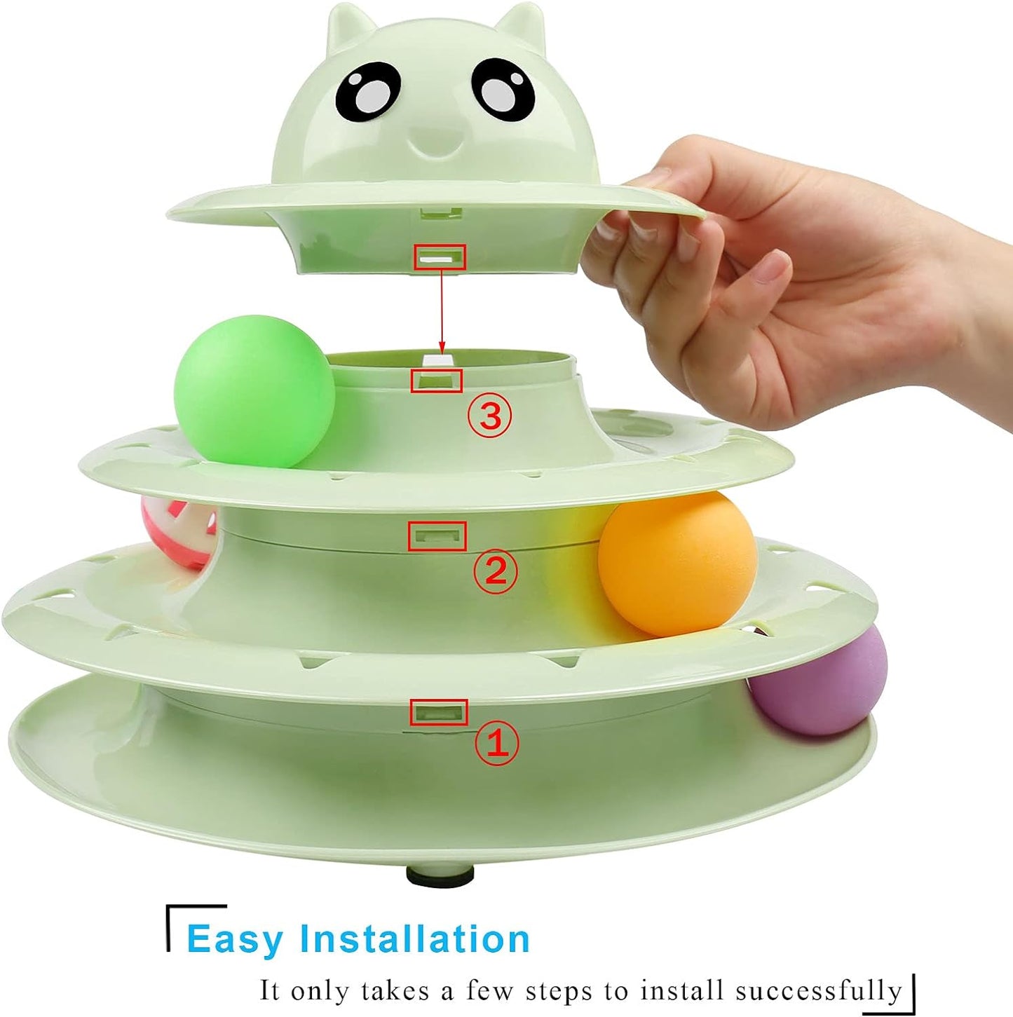 Level Turntable Cat Toy Balls with Six Colorful Balls 