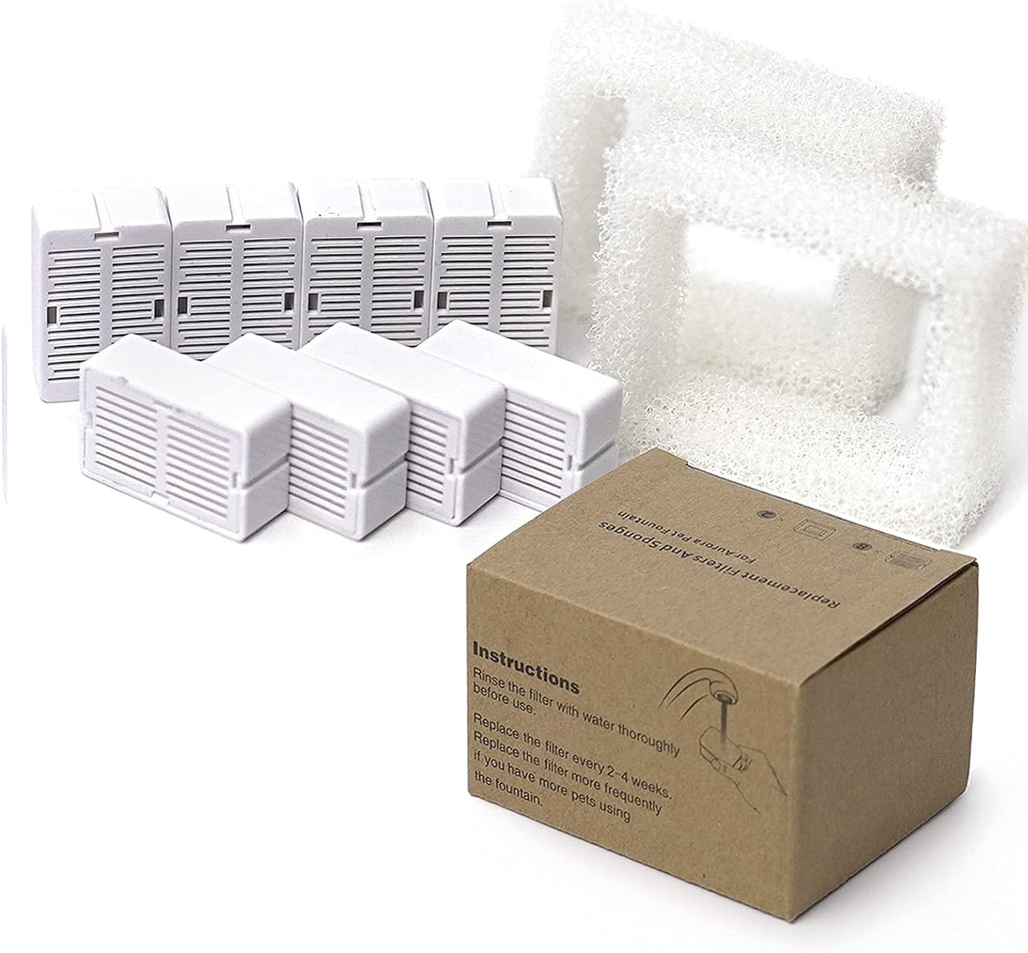 Fountain Replacement Filters 8 Pack Cat Fountain Carbon 