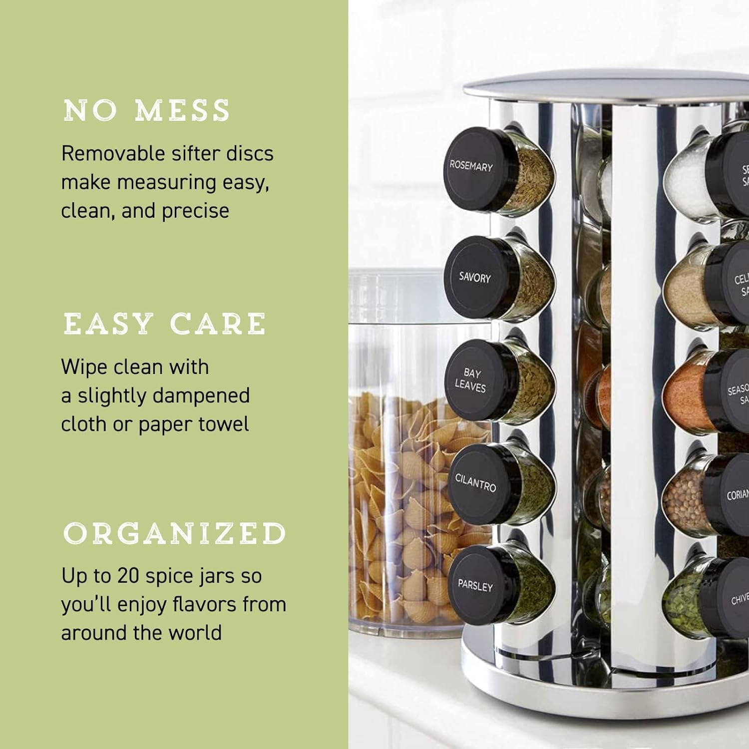 20 Jar Revolving Countertop Spice Rack with Spices Included