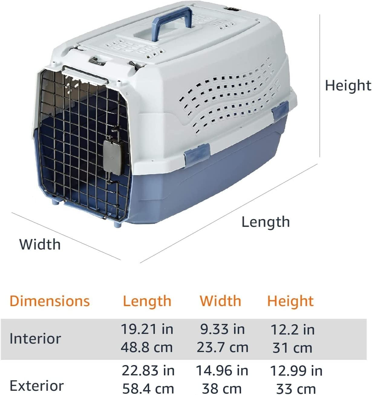  2 Door Top Load Hard Sided Dogs Cats Pet Travel Carrier 