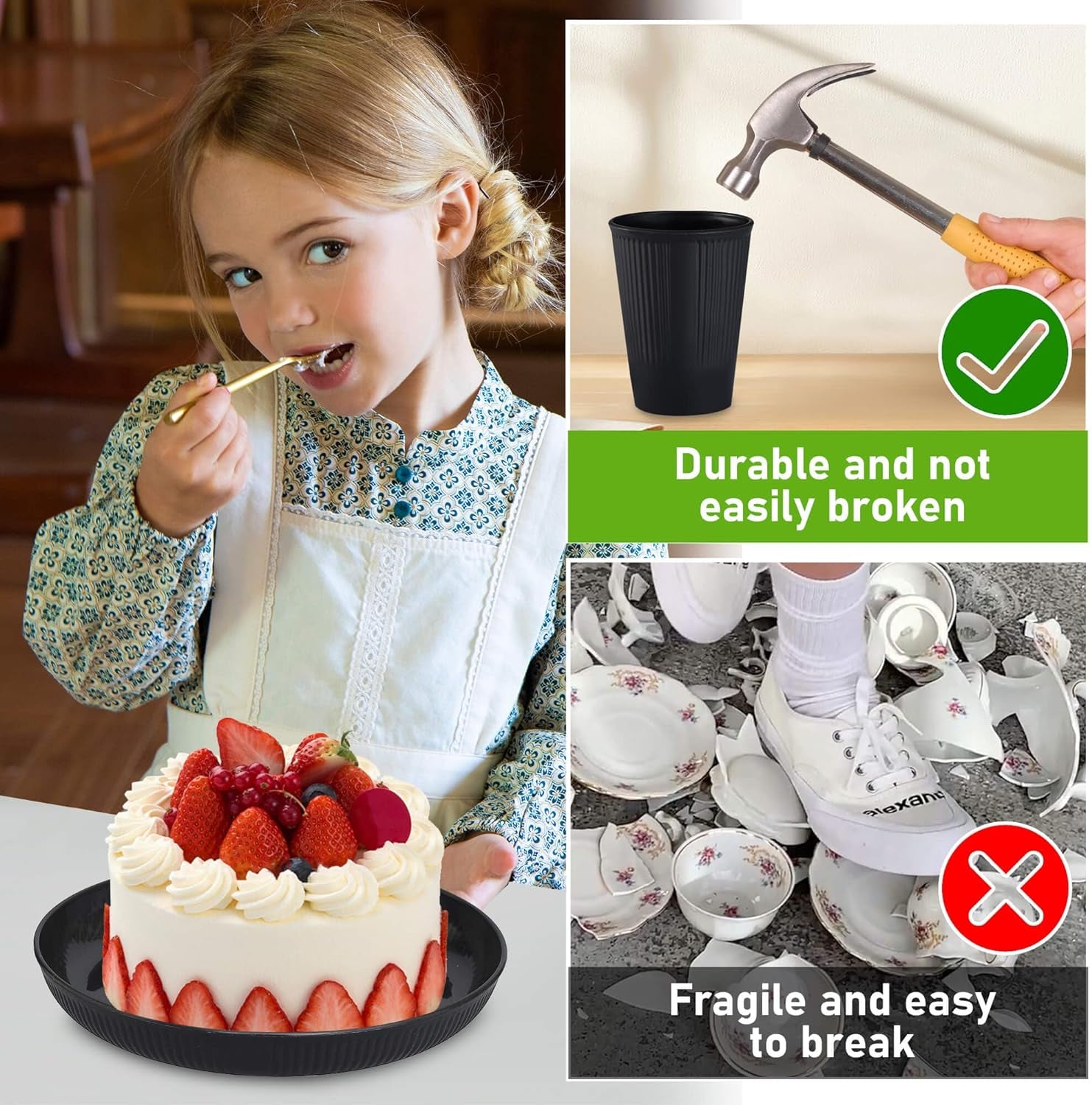 Kitchen Unbreakable Plates and Bowls Sets for College 