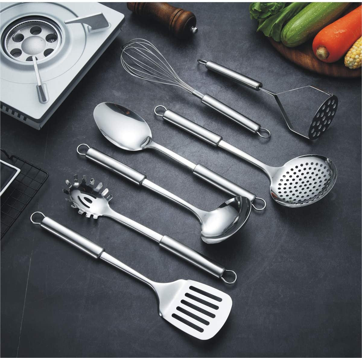 Cooking Utensil SStainless Steel Kitchen Tool Set with Stand