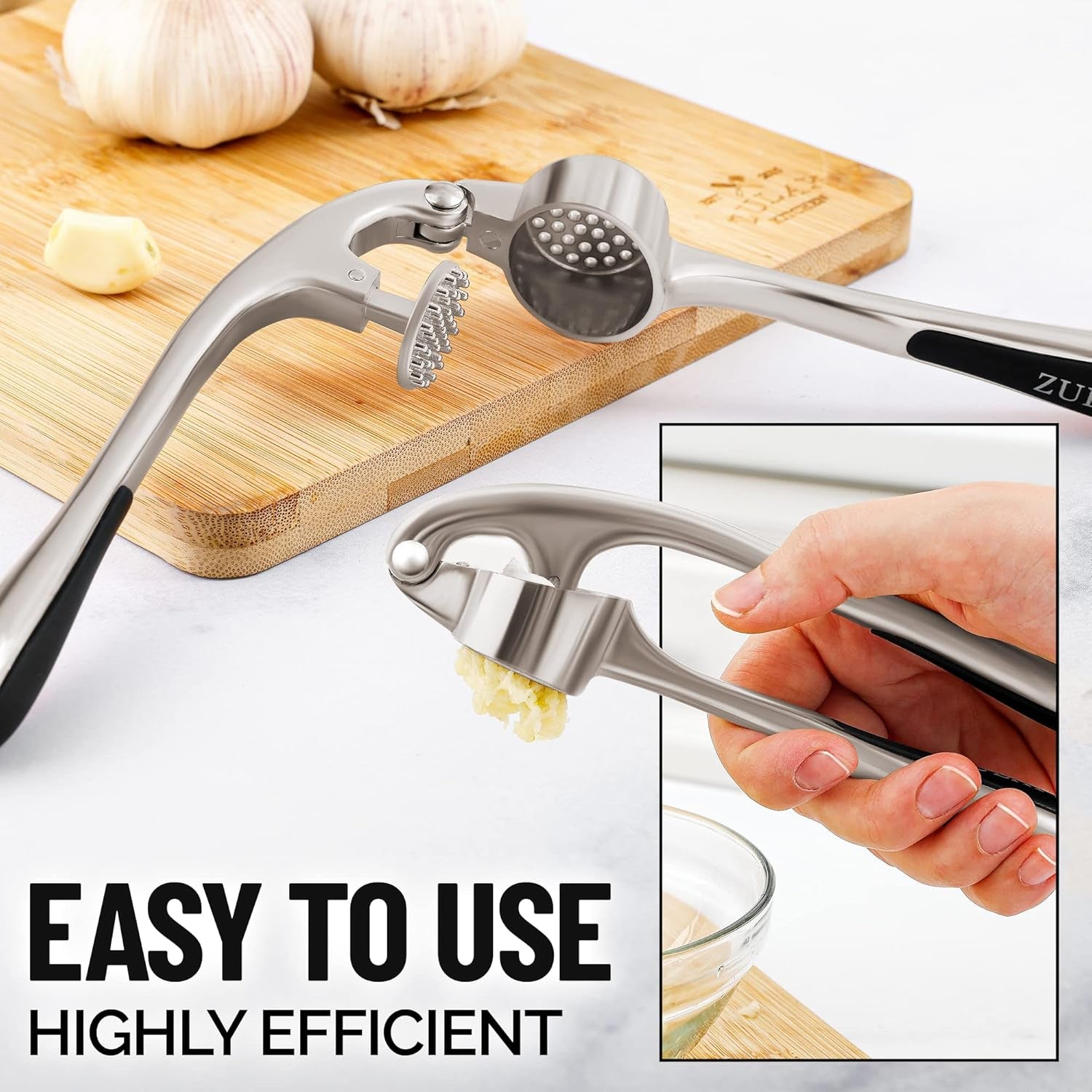  Rust Proof & Dishwasher Safe Professional Garlic Mincer