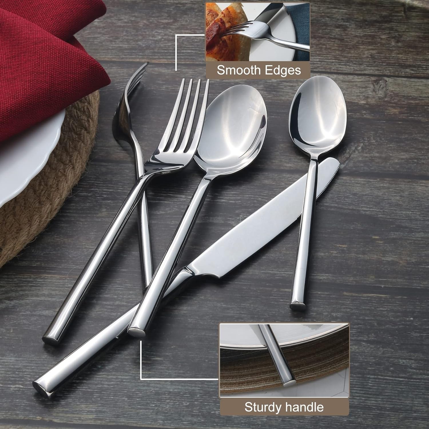 Potter 20-Piece Forged Silverware Set Stainless Steel Flatware 