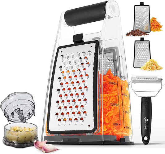 Cheese Grater with Container  Box Grater Cheese Shredder Lemon Zester