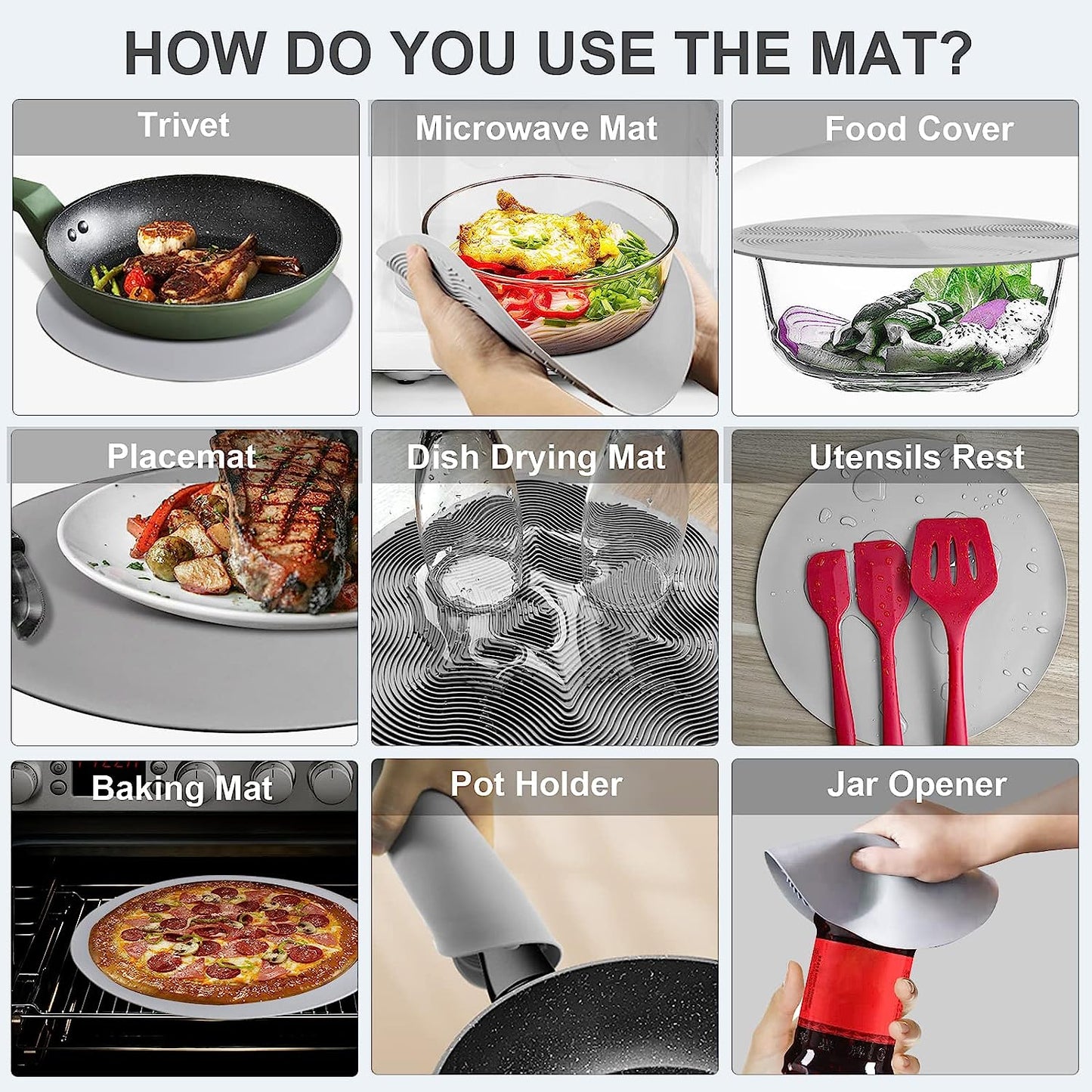 10 Inch Microwave Food Cover & Collapsible Silicone Mat Splatter Guard