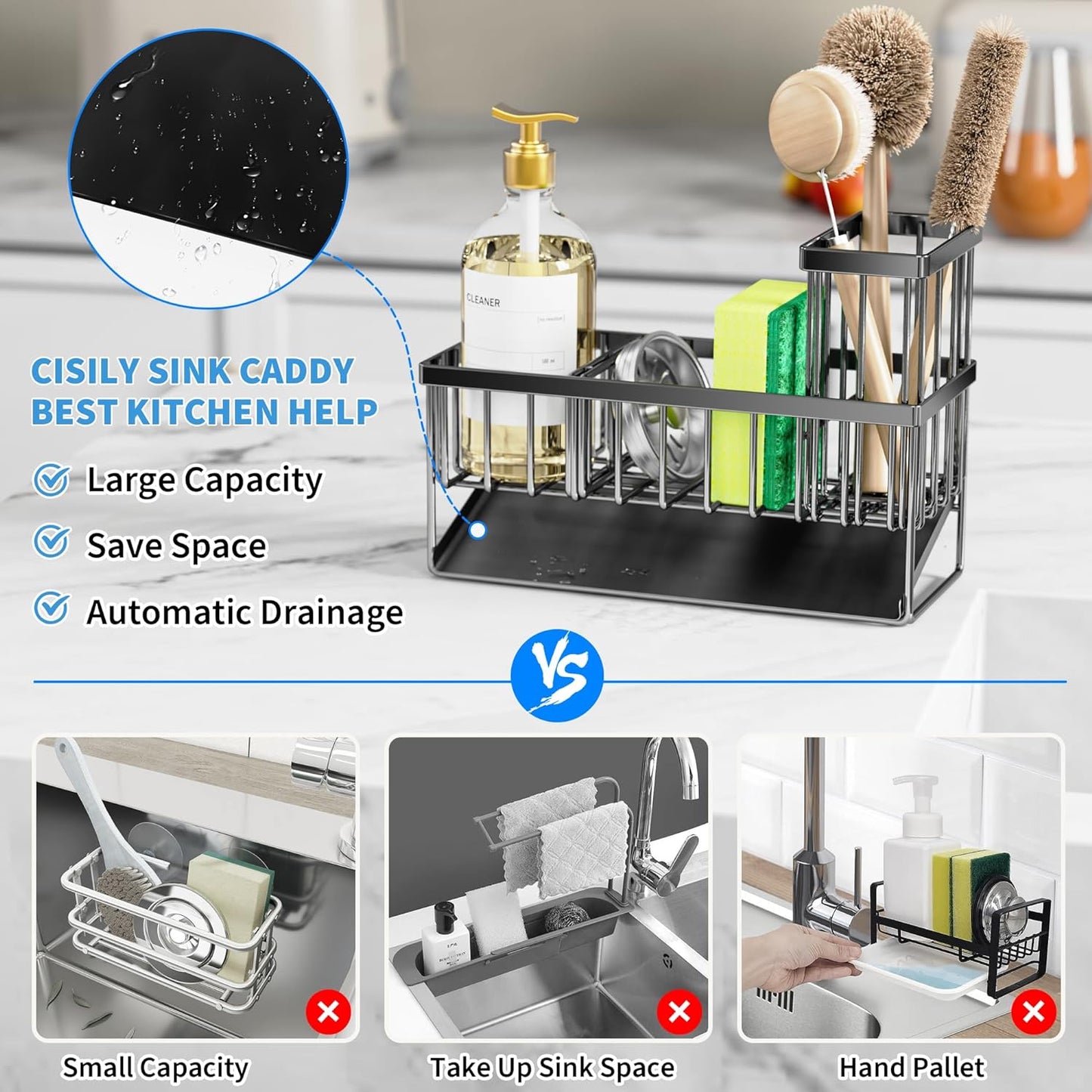   Sponge Holder for Kitchen Sink Kitchen Sink Organzier 