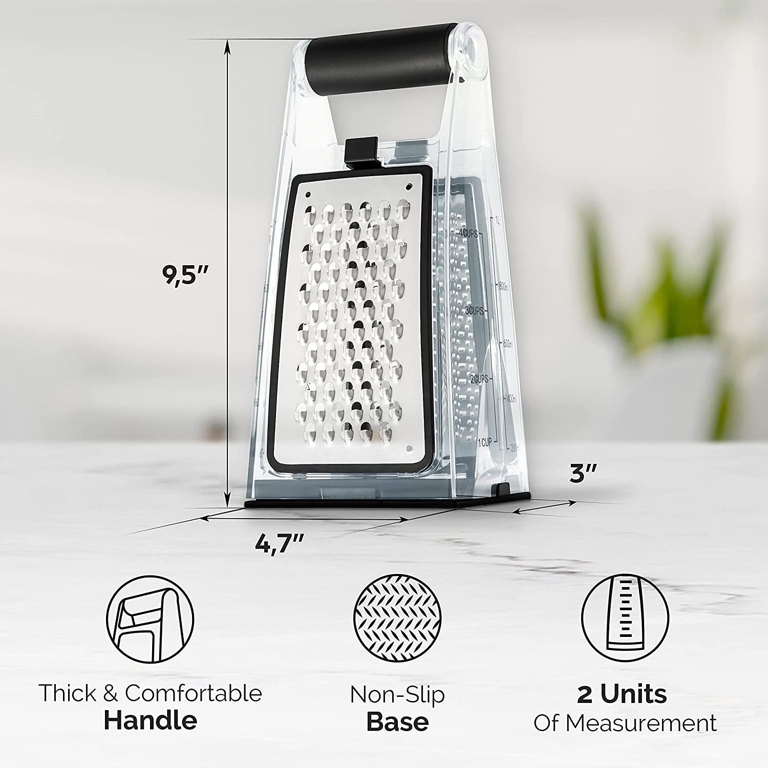 Cheese Grater with Container  Box Grater Cheese Shredder Lemon Zester