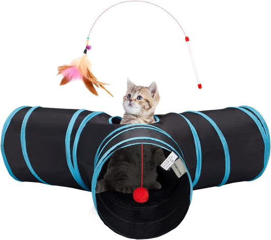 Tunnels for Indoor Cat Kitty Bored Peek Hole Toy Ball 