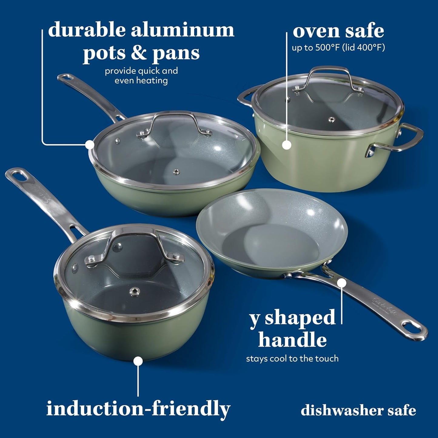 Kitchen Essentials 10 Piece PFA Free Non Toxic Titanium Ceramic Nonstick 