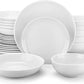 24 Piece Gourmet Porcelain Dinnerware Sets Modern White round Dish Set