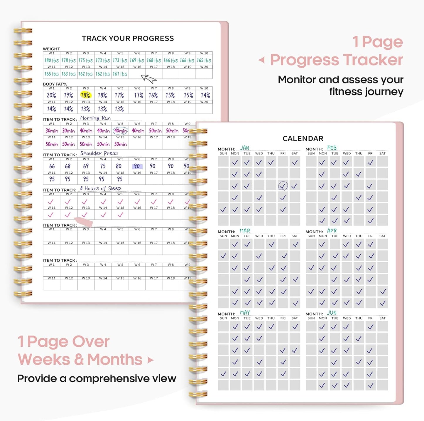 Fitness Workout Journal for Women  Men A55.5 X 8.2Workout Log Book Planner