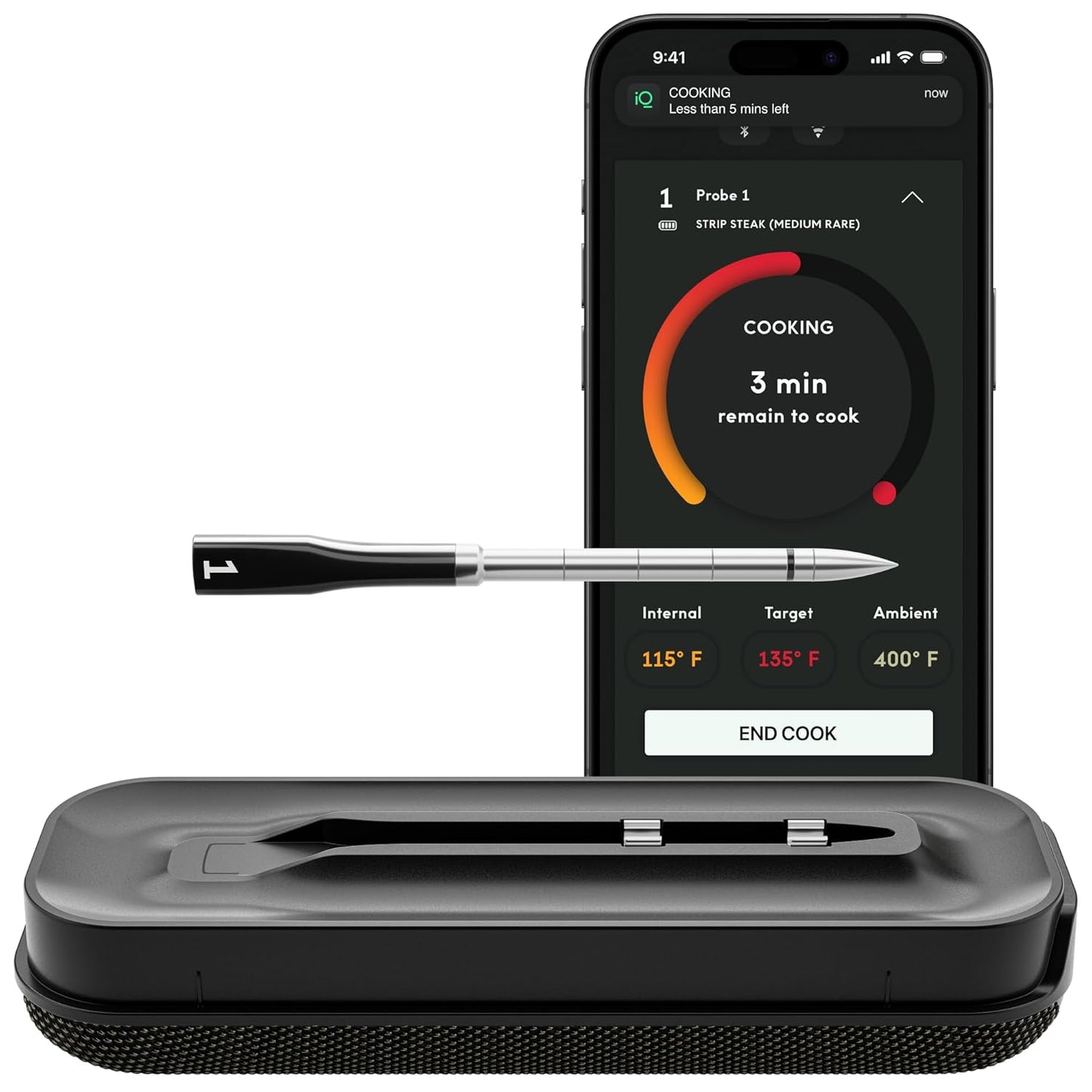 Smart Wireless Meat Thermometer with Ultra-Thin Probe Unlimited Range Bluetooth