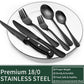  Piece Black Silverware Set with Steak Knives Black Flatware