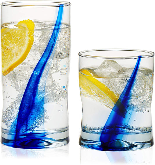 99104 Blue Ribbon Tumbler and Rocks Glass Set Set of 16 Piece