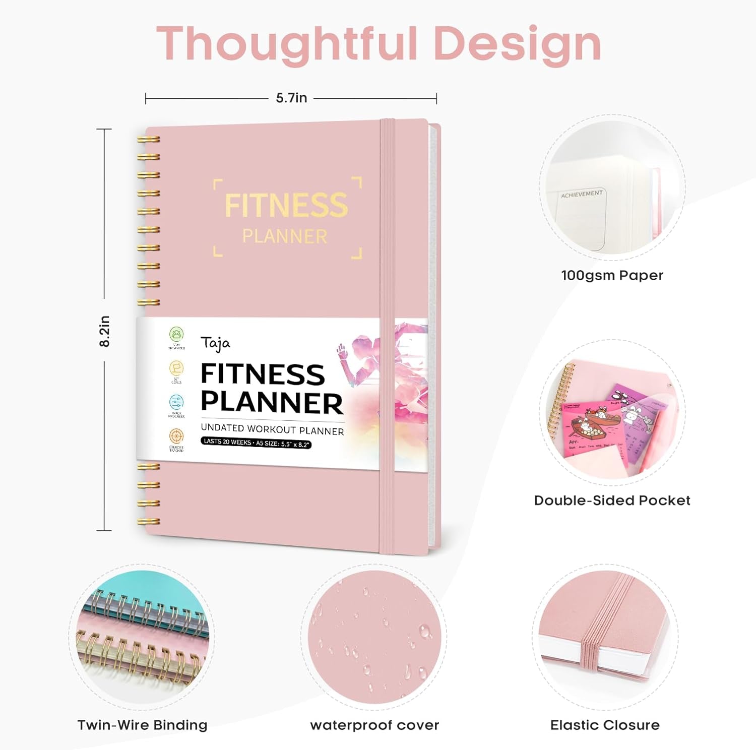 Fitness Workout Journal for Women  Men A55.5 X 8.2Workout Log Book Planner