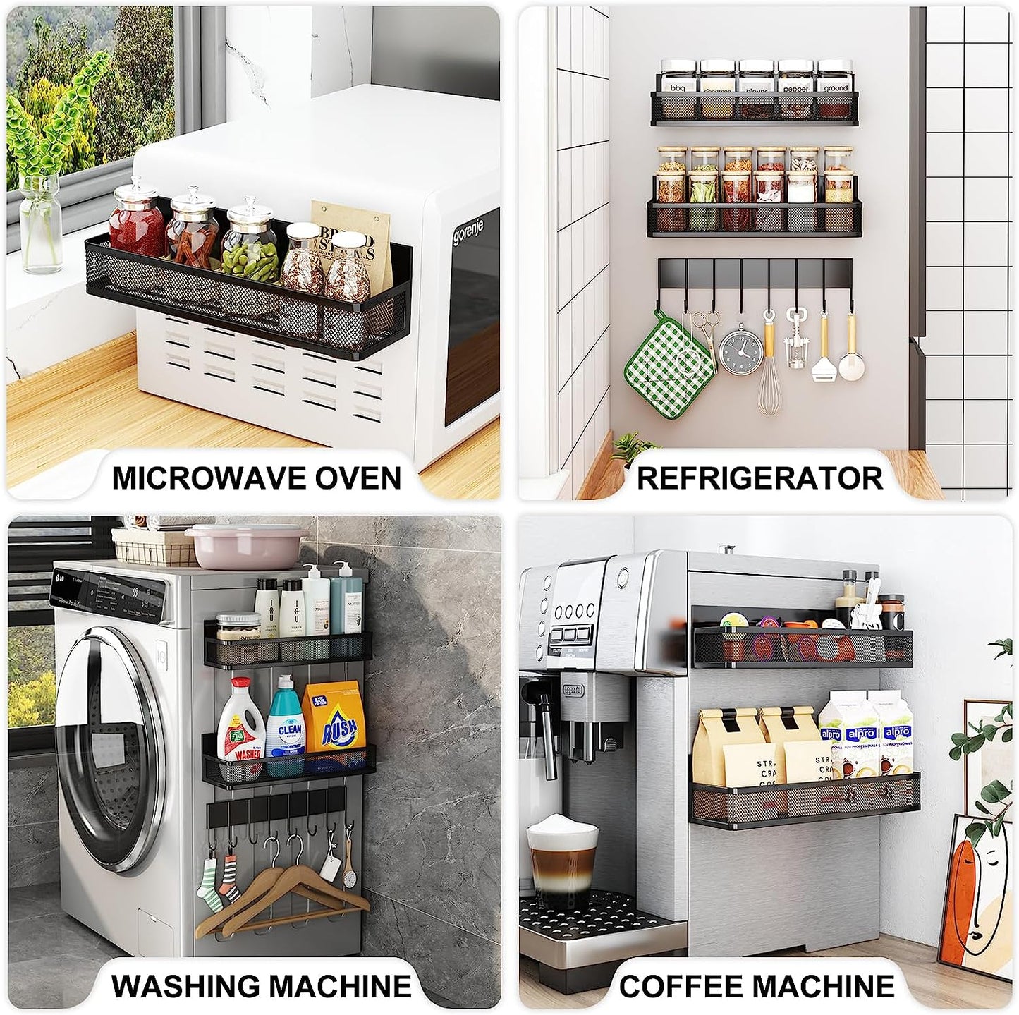 3 Pack Magnetic Shelf Moveable Fridge Organizer with 