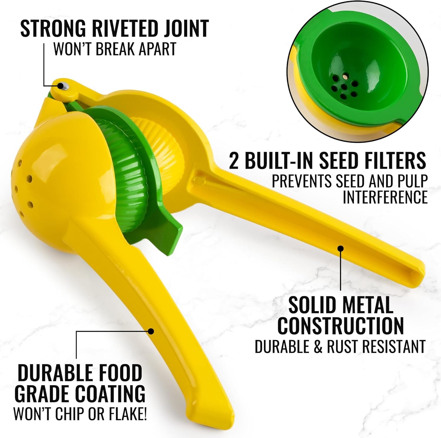 Metal 2 In 1 Lemon Squeezer Sturdy Max Extraction Hand Juicer Lemon Squeezer Gets Every Last Drop