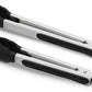 2 Pack Black Kitchen Tongs Premium Silicone BPA Free Non Stick Stainless