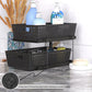 2 Tier Bathroom Organizer Tray Pull Out Sliding Drawer/Under-Sink Storage Black