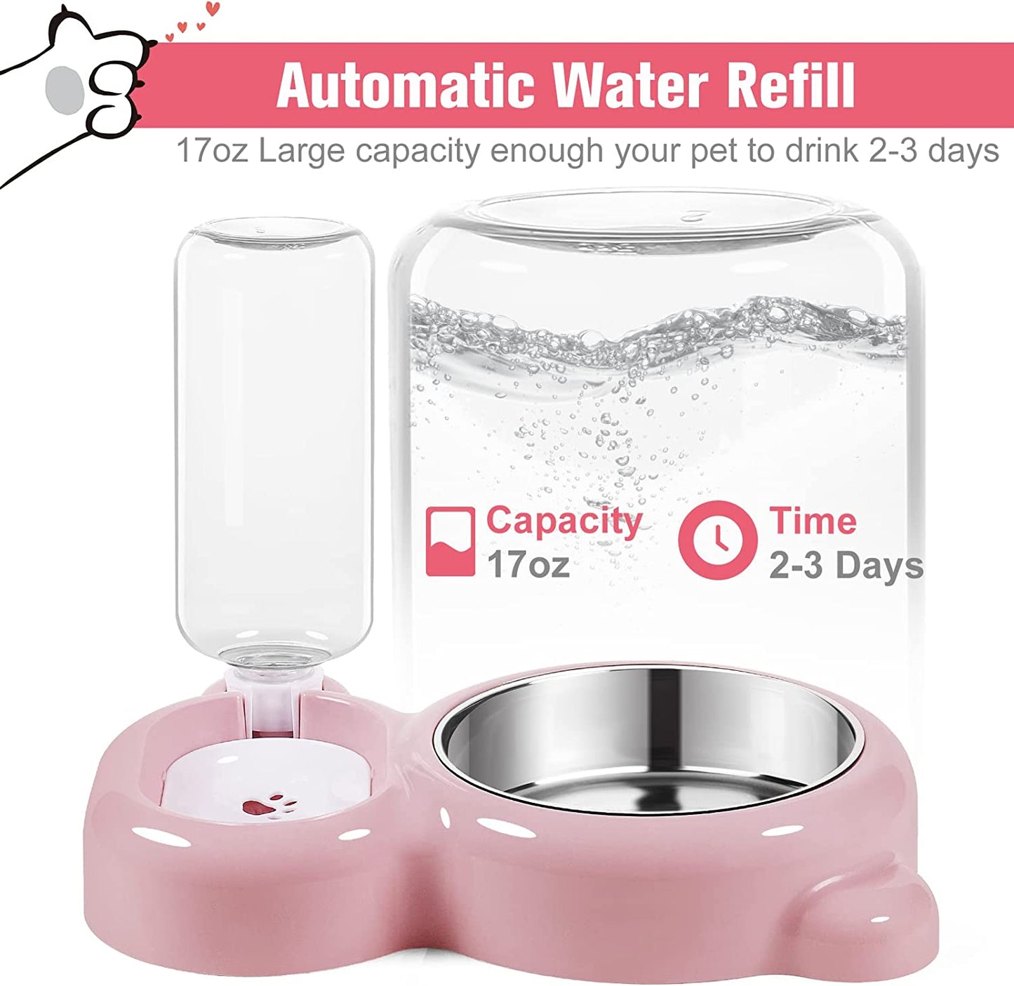 Water Bowl Set with Water Dispenser and Stainless