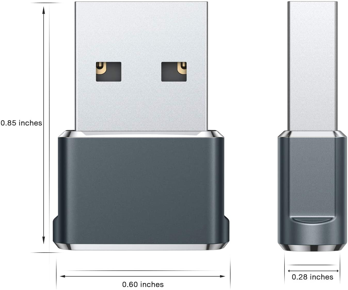 USB to USB C Adapter 2Pack Usbc Female to a Male OTG Charger Type C Converter