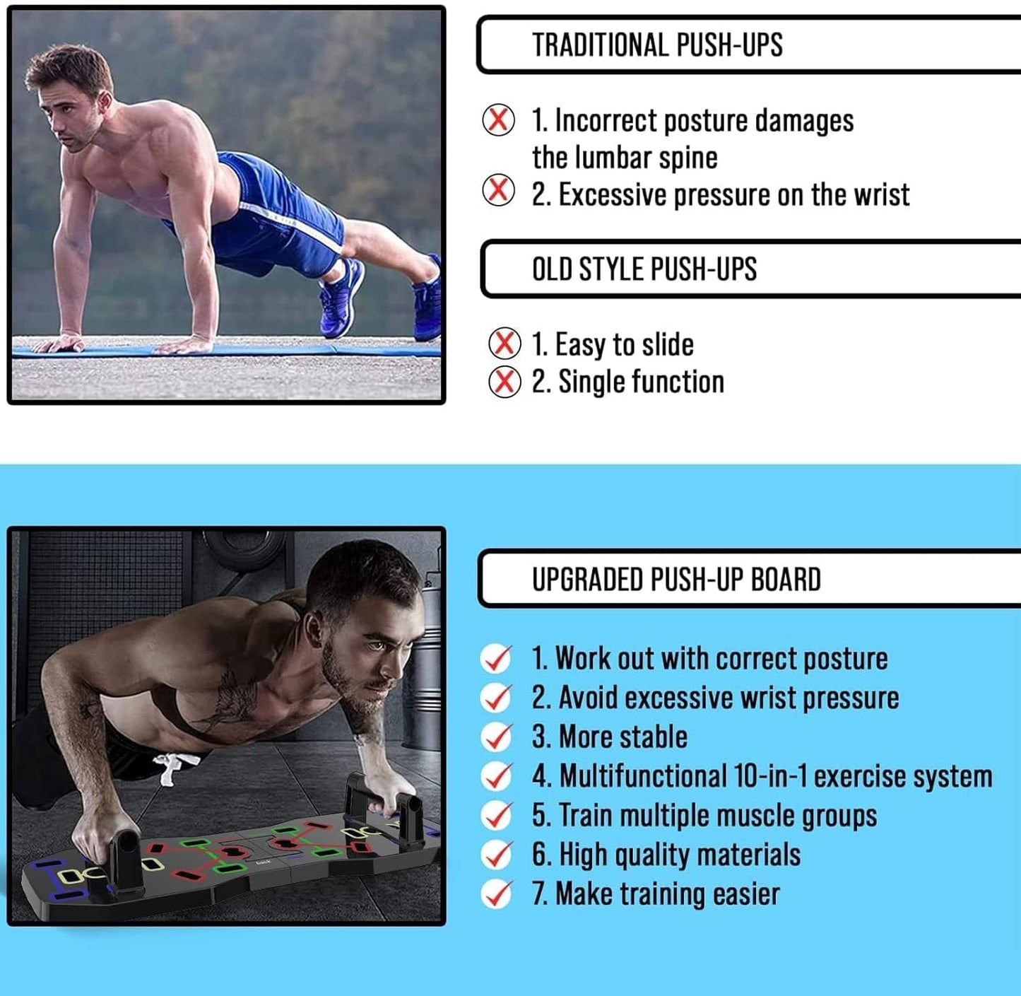 Push up Board Portable Multi Function Foldable 10 in 1 Push up Bar Push up Handles