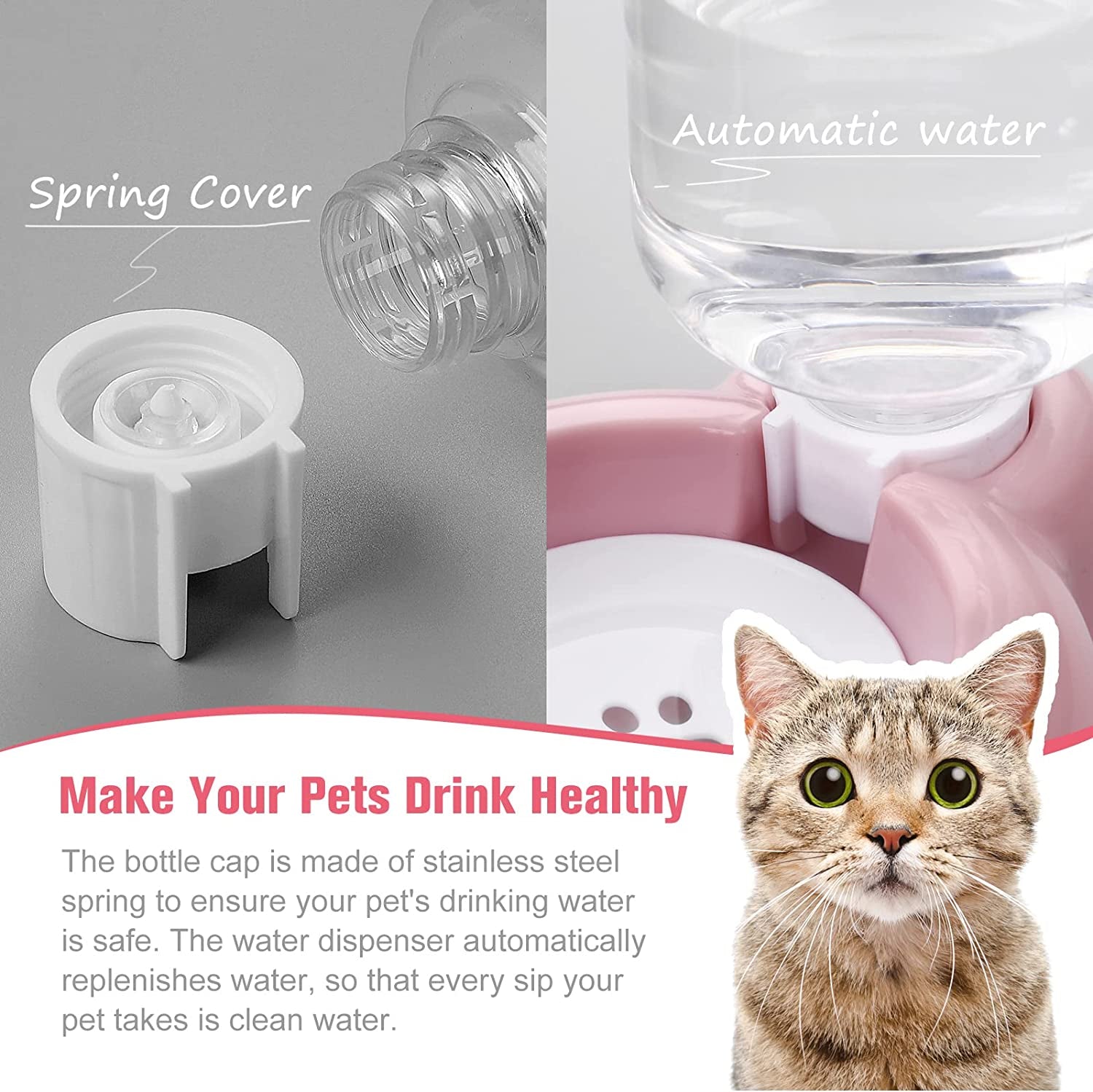 Water Bowl Set with Water Dispenser and Stainless