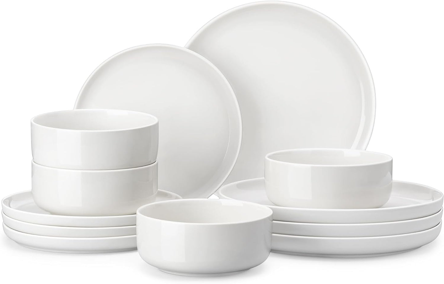 Plates and Bowls Sets12 Pieces Porcelain Dinnerware Sets Dishware Sets