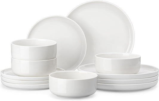 Plates and Bowls Sets12 Pieces Porcelain Dinnerware Sets Dishware Sets